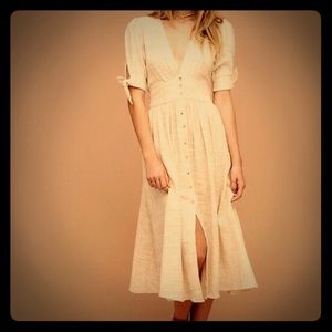 Free People “Love My Life” Cream Midi Dress